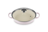 Le Creuset braiser round shallot top view showcases even heat for tender braises