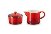 Le Creuset cream pitcher Cerise with drip-free pour for coffee and tea