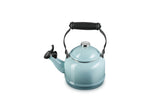 Le Creuset Demi Tea Kettle Sea Salt pours smoothly for tea and hot water.