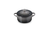 Le Creuset mini round cocotte in oyster top view for single portions