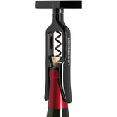 Le Creuset original table model corkscrew, 8-inch, black, effortlessly opens wine bottles.