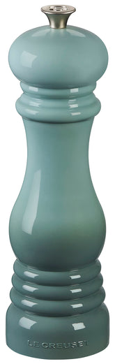Le Creuset salt mill 8-inch sea salt with durable stoneware and easy-to-clean finish.
