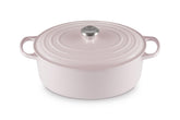 Le Creuset Signature oval Dutch Oven exterior in Shallot, durable enamel for daily cooking.