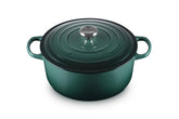 Le Creuset Signature Round Dutch Oven Artichaut exterior with durable enamel for lasting color.