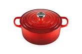 Le Creuset Signature Round Dutch Oven Cerise, front view for versatile meals.