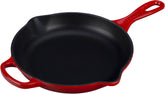 Le Creuset Signature 9-inch skillet front view in Cerise enamel for even heat and easy cleanup