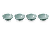Le Creuset Sea Salt soup bowls four-pack front view showing color and size