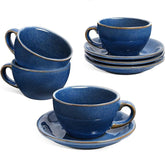 Le Tauci 6oz cappuccino cups with saucers for cafe-style home coffee