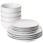 LE TAUCI 10-inch dinner plate with embossed design for elegant dining