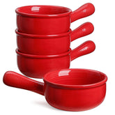 LE TAUCI 15oz red soup bowl with handles for easy serving