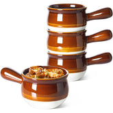 LE TAUCI 16oz French Onion Soup Bowls keep soups hot at the table with secure two-handle grip.
