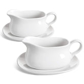 LE TAUCI gravy boat stand 2pc with saucer keeps sauces neat and easy to lift