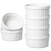 LE TAUCI 4 oz ramekins front view in white ceramic for baking and serving