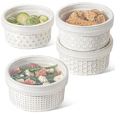 LE TAUCI ramekins with lids, 12oz capacity, ideal for creme brulee and sauces.