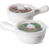 LE TAUCI soup bowl with handles and vented lid for even reheating.