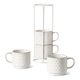 LE TAUCI stackable mugs on a metal stand for space-saving storage
