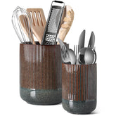 LE TAUCI ceramic utensil holder on countertop keeps spatulas organized