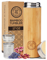 LeafLife bamboo tea bottle 17oz on the go for hot or cold drinks.