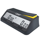 LEAP chess clock front view with dual timers for fair play.