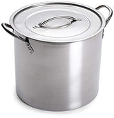 Learn To Brew 5-gallon stainless steel stock pot with lid, ideal for home brewing.