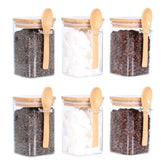 LEAVES AND TREES Y glass jar with bamboo lid shows contents clearly.