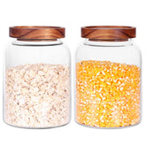 Leaves and Trees Y glass storage jar with airtight lid keeps pantry items fresh.