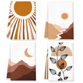 Lebsitey Boho Kitchen Towels with sun-moon-mountains design, soft and absorbent for everyday use