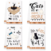 Lebsitey cat towels set of 4 with waffle texture for gentle drying of delicate dishes.