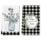 Lebsitey eucalyptus leaves dish towel 18x28 two-pack, soft microfiber for gentle drying.