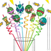 LEDUO ninja green turtles straws pack adds fun to kids' party tableware.