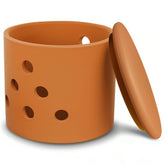 LEEPENK terracotta garlic keeper with lid on the counter for organized storage