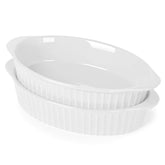 LEETOYI porcelain small oval au gratin pans set of 2, compact for two servings.