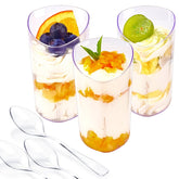 Leggredic 50-pack mini dessert cups with 3 oz capacity for elegant single servings.