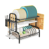 LEGUANG 2-tier dish drying rack over sink keeps counters organized and dry.