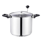 Lehman's popcorn popper interior with stirring rod ensures even popping.