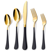 Lekoton gold-black dinner knife, essential for formal dining and sleek tablescapes