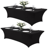 Lemict black tablecloth on an 8ft table for a sleek professional look