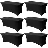 Lemict 6ft black tablecloth on rectangular table with seamless stretch