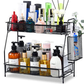 LEMIKKLE large countertop organizer on bathroom counter keeps cosmetics neat and accessible.