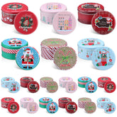 LemonRoad 18-pack Santa candy-cane tin design, ideal for gifting cookies.