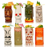 LEMONSODA Hawaiian tiki glasses front view for tropical cocktail parties