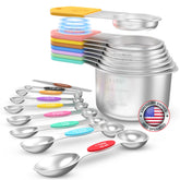Lenceo magnetic measuring cups 17-piece set in durable stainless steel for precise measurements.