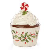 Lenox Holiday Bakeshop Cupcake Dish cover sits atop a dessert tray.