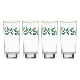 Lenox holiday highball glasses set of four with holly wreath design elevating festive table settings