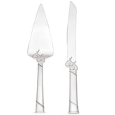 Lenox True Love cake knife with elegant interlaced hearts for romantic weddings.