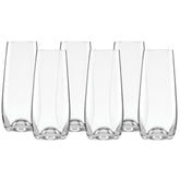 Lenox Tuscany Classics stemless flute set front view, elegant six-glass service for toasts