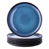 LERATIO ceramic dinner plates six-pack, front view, modern blue design for stylish everyday dining.