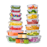 Le'raze 40pc glass storage with airtight lids keeps foods fresh and leak-free.