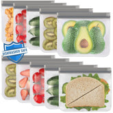 Lerine 10-pack sandwich bags open showing easy access for lunches