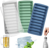 LessMo long ice stick tray with lid for easy stacking and spill-free freezer storage.